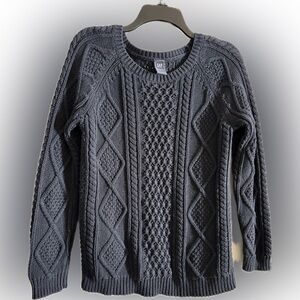 GAP Navy Blue Cable Knit Crewneck Sweater